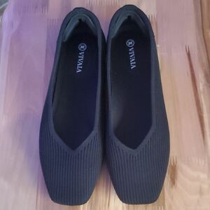 VIVAIA Black Ribbed Flats for Women